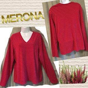 🗺️ MERONA V-neck Striped Casual Tunic Top